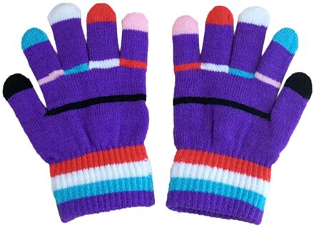 Kinderen Mooie Winter Warm Handschoenen Wanten Vrouwen Winter Gebreide Winter Handschoenen Outdoor Touchscreen Handschoenen Sport Volledige Vinger paars