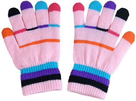 Kinderen Mooie Winter Warm Handschoenen Wanten Vrouwen Winter Gebreide Winter Handschoenen Outdoor Touchscreen Handschoenen Sport Volledige Vinger roze