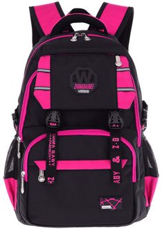 kinderen Orthopedische Schooltassen Van Jongens En Lichtgewicht Wearable Nylon Schooltassen Voor Tieners Ademende Rugzak roos rood