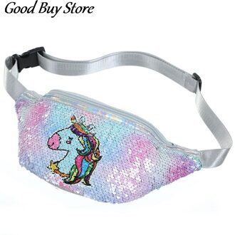 Kinderen Pailletten Taille Packs Kids Meisjes Eenhoorn Riem Tassen Mooie Leuke Taille Tas Waterdichte Telefoon Pouch Kleurrijke Glitter Portemonnees MC