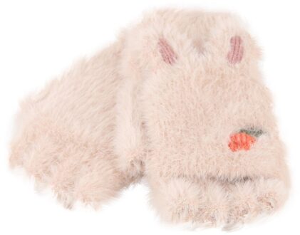 Kinderen Pluche handschoenen Omgedraaid Half Vinger Outdoors Warm Handschoenen wanten voor kinderen Pluche Gebreide Warme Winter ski handschoenen #4 Beige