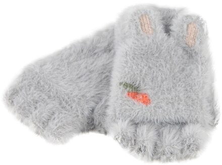 Kinderen Pluche handschoenen Omgedraaid Half Vinger Outdoors Warm Handschoenen wanten voor kinderen Pluche Gebreide Warme Winter ski handschoenen #4 Grijs
