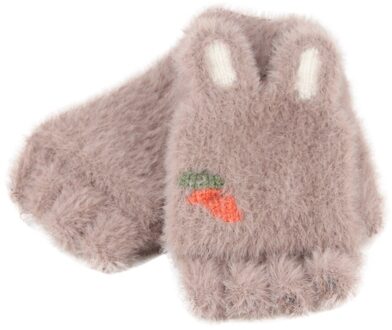 Kinderen Pluche handschoenen Omgedraaid Half Vinger Outdoors Warm Handschoenen wanten voor kinderen Pluche Gebreide Warme Winter ski handschoenen #4 koffie