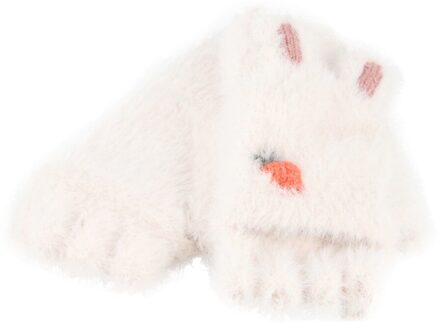 Kinderen Pluche handschoenen Omgedraaid Half Vinger Outdoors Warm Handschoenen wanten voor kinderen Pluche Gebreide Warme Winter ski handschoenen #4 wit