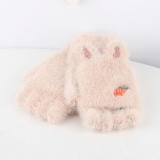 Kinderen Pluche Omgedraaid Half Vinger Outdoors Warm Handschoenen wanten voor kinderen Pluche Gebreide kawaii Warme Winter ski handschoenen Voor Kid Beige