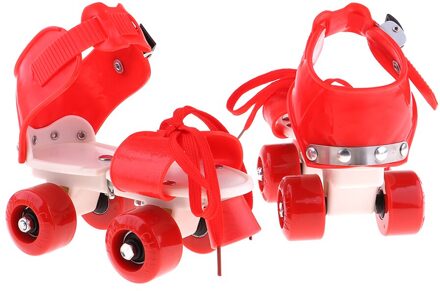 Kinderen Quad Rolschaatsen 4 Wielen Verstelbare Met Stoppen Wiel Rood