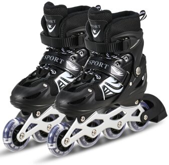 Kinderen Rolschaatsen Verstelbare Inline Skaten Schoenen Outdoor Rolschaatsen Voor Jongen Meisjes Rollen Voor Skate Rollen Op 4 Wielen zwart S
