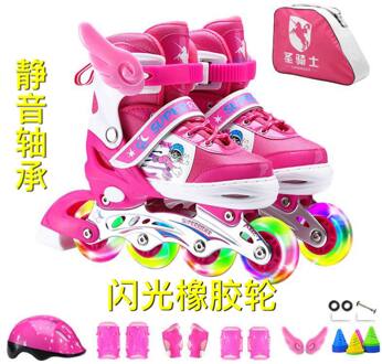 Kinderen Schaatsen Schoenen Verstelbare Outdoor Skates Volledige Set Van Knipperende Inline Skates Enkele Rem paars / 26-32