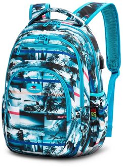 Kinderen Schooltassen Voor Tieners Jongens Meisjes Grote Capaciteit School Rugzak Waterdichte Satchel Kids Boek Tas Mochila lucht blauw