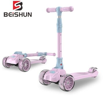 Kinderen Scooter 3-10 Jaar Oude Verbreding Flash Wiel Drie-in-een Opvouwbare Scooter roze