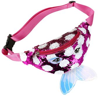 Kinderen Sequin Fanny Borst Pakken Meisjes Grote Ogen Afdrukken Splicing Vissenstaart Taille Zakken Borst Pouch Hip Bum Bag Meisjes kleine Portemonnee Lavendel