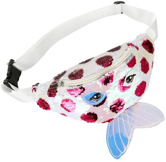 Kinderen Sequin Fanny Borst Pakken Meisjes Grote Ogen Afdrukken Splicing Vissenstaart Taille Zakken Borst Pouch Hip Bum Bag Meisjes kleine Portemonnee Roze