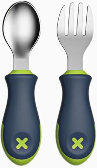 Kinderen Servies 304 Roestvrij Staal Korte Handvat Vork Lepel Baby Draagbare Training Effen Voedsel Lepel Set Baby Lepel H41-186 Paars