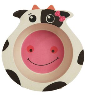 Kinderen servies driedimensionale cartoon dier babyvoeding kom kindje plaat milieu leren eten kom plaat koe