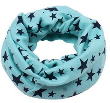 Kinderen Sjaal Snood Outdoor Halswarmer Sjaal Herfst Winter Leuke Lange Warm Star Print Ring Sjaal Voor Kinderen Blauw