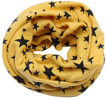 Kinderen Sjaal Snood Outdoor Halswarmer Sjaal Herfst Winter Leuke Lange Warm Star Print Ring Sjaal Voor Kinderen Geel
