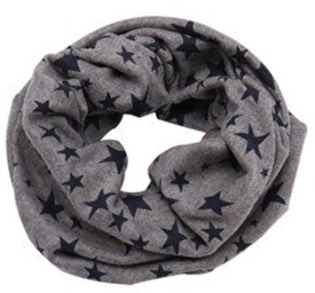Kinderen Sjaal Snood Outdoor Halswarmer Sjaal Herfst Winter Leuke Lange Warm Star Print Ring Sjaal Voor Kinderen Grijs