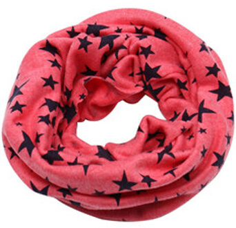 Kinderen Sjaal Snood Outdoor Halswarmer Sjaal Herfst Winter Leuke Lange Warm Star Print Ring Sjaal Voor Kinderen roos Rood