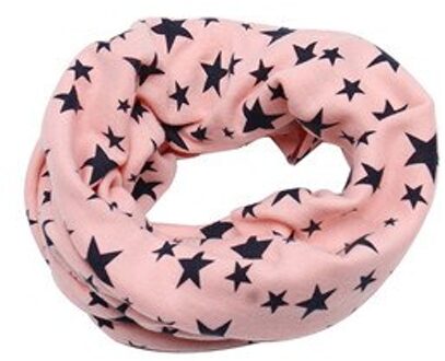 Kinderen Sjaal Snood Outdoor Halswarmer Sjaal Herfst Winter Leuke Lange Warm Star Print Ring Sjaal Voor Kinderen Roze