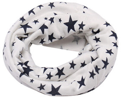 Kinderen Sjaal Snood Outdoor Halswarmer Sjaal Herfst Winter Leuke Lange Warm Star Print Ring Sjaal Voor Kinderen wit