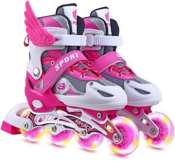 Kinderen Skates Rolschaatsen Lichtgevende Hoge Elastische Pu Wielen 5 Verstelbare Maten Ademend Duurzaamheid Cadeaus Voor Kinderen H M size