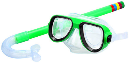 Kinderen Snorkelen Zwembril High-End Pvc Lens Maskers (Uv Bescherming Zwemmen Bril Voor Kinderen) + Beademingsbuis groen
