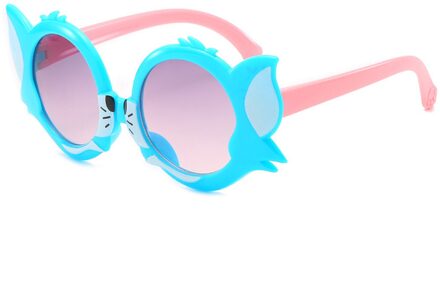Kinderen Unisex Zonnebril Mode Multicolor Cartoon Leuke Kat Vorm Uv-Proof Donkere Bril Voor Kleine Jongens Meisjes Blauw