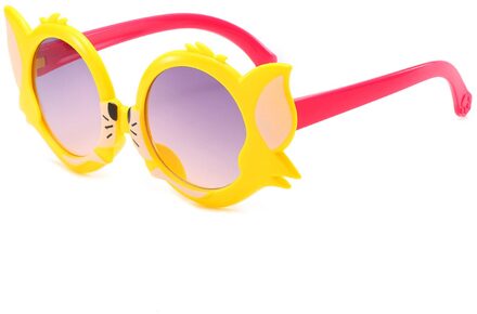 Kinderen Unisex Zonnebril Mode Multicolor Cartoon Leuke Kat Vorm Uv-Proof Donkere Bril Voor Kleine Jongens Meisjes geel
