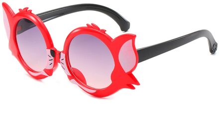 Kinderen Unisex Zonnebril Mode Multicolor Cartoon Leuke Kat Vorm Uv-Proof Donkere Bril Voor Kleine Jongens Meisjes Rood