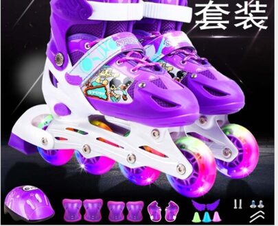 Kinderen Verstelbare Inline Skates Kinderen Rolschaatsen Speciale Aanbieding Rolschaatsen Enkele Flash Pvc Pak Paars