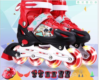 Kinderen Verstelbare Inline Skates Kinderen Rolschaatsen Speciale Aanbieding Rolschaatsen Enkele Flash Pvc Pak Rood