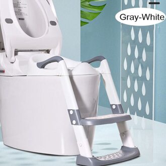 Kinderen Vouwen Potty Seat Urinoir Rugleuning Training Stoel Met Stap Kruk Ladder Voor Baby Peuters Baby Veilig Wc Potties grijs-WH
