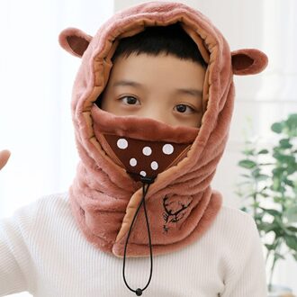 Kinderen Winter Bib En Gehoorbescherming Geïntegreerde Masker Verdikte Winddicht Warm Cover Cap Leuke Cartoon Kasjmier Borduurwerk 04