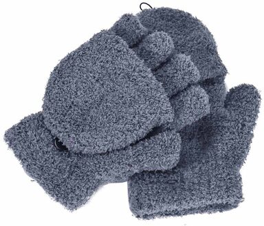 Kinderen Winter Handschoenen Kind Stijl Jongen Meisje Gebreide Handschoenen Winter Kinderen Kids 3-12Year Warm Half Vinger Flip Cover Handschoenen grijs