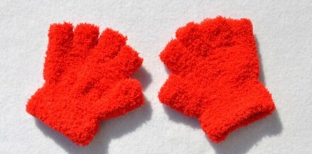 Kinderen Winter Warm Half Vinger Handschoenen Voor 4-11 Jaar Oud Half Vinger Handschoenen Rood