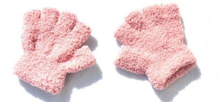 Kinderen Winter Warm Half Vinger Handschoenen Voor 4-11 Jaar Oud Half Vinger Handschoenen Roze