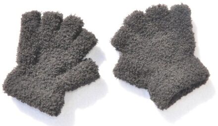 Kinderen Winter Warm Half Vinger Handschoenen Voor 4-11 Jaar Oud Half Vinger Handschoenen zwart