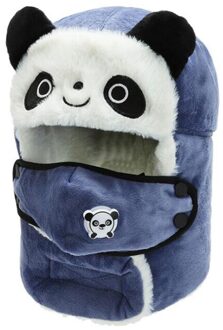 Kinderen Winter Warme Muts Schattige Panda Oorbeschermer Bomber Hoed Jongen Meisje Plus Fluwelen Dikke Beanie Hat blauw