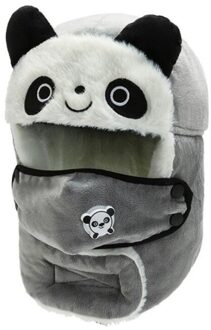 Kinderen Winter Warme Muts Schattige Panda Oorbeschermer Bomber Hoed Jongen Meisje Plus Fluwelen Dikke Beanie Hat grijs