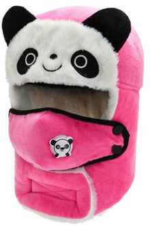Kinderen Winter Warme Muts Schattige Panda Oorbeschermer Bomber Hoed Jongen Meisje Plus Fluwelen Dikke Beanie Hat roze
