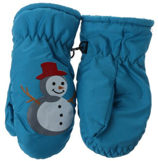 Kinderen Winter Warme Ski Handschoenen Jongens Meisjes Sport Waterdicht Winddicht Antislip Sneeuw Wanten Uitgebreide Pols Skiën Handschoenen blauw