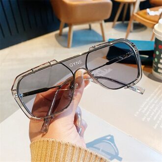 Kinderen Zonnebril Grote Vierkante Zonnebril Mode Persoonlijkheid Gedrukt Zonnebril Mode Baby Catwalk Bril Outdoor Eyewear grijs