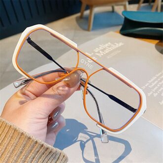 Kinderen Zonnebril Grote Vierkante Zonnebril Mode Persoonlijkheid Gedrukt Zonnebril Mode Baby Catwalk Bril Outdoor Eyewear oranje