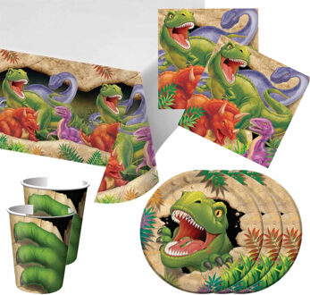 Kinderfeestje verjaardag tafel dekken set - 8x personen - Dinosaurus thema