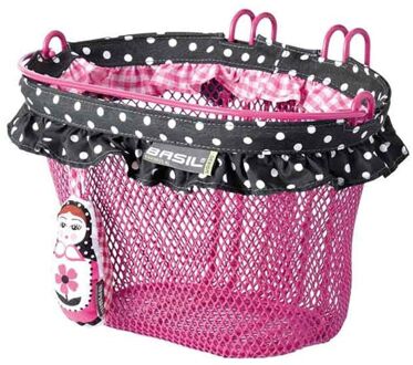 kinderfietsmand Jasmin meisjes 20 x 28 cm staal roze