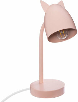 Kinderkamer bureaulamp - met oortjes - roze - metaal - 18 x 12,5 x 31 cm - tafellamp