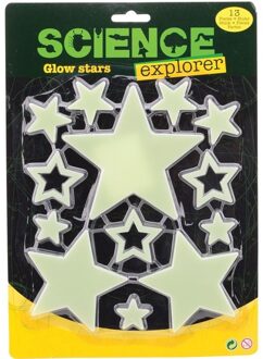 Kinderkamer decoratie plastic sterren geel 13 stuks glow in the dark