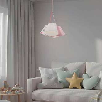 Kinderkamer hanglamp Zsofia 3-lamps wit/roze wit, roze