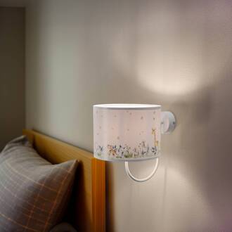 Kinderkamer wandlamp Max wit, bont