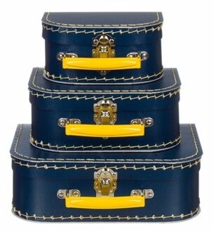 Kinderkoffertje navy/geel 20 cm - Kinderkoffers Multikleur